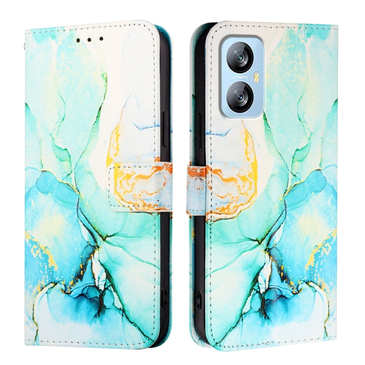 For Blackview A52 PT003 Marble Pattern Flip Leather Phone Case(Green)