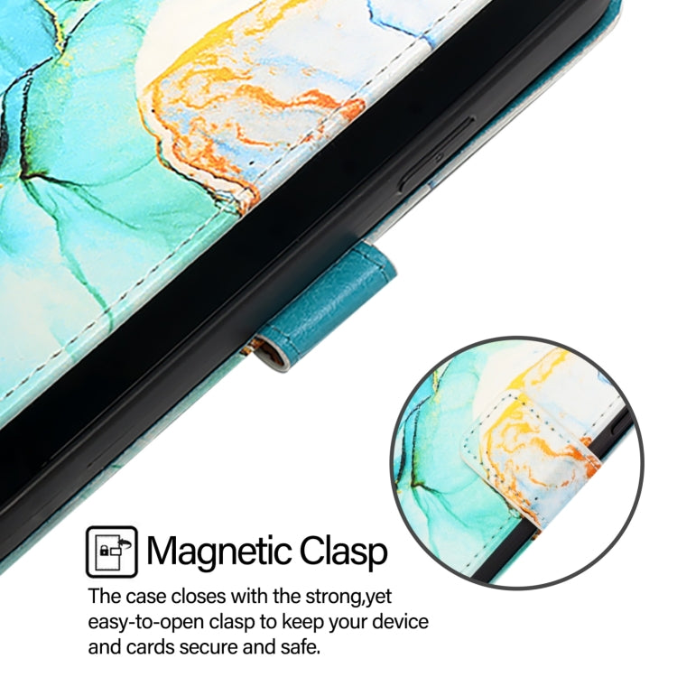 For Blackview A52 PT003 Marble Pattern Flip Leather Phone Case(Green)