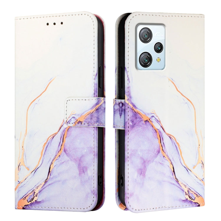 For Blackview A53 PT003 Marble Pattern Flip Leather Phone Case(White Purple)