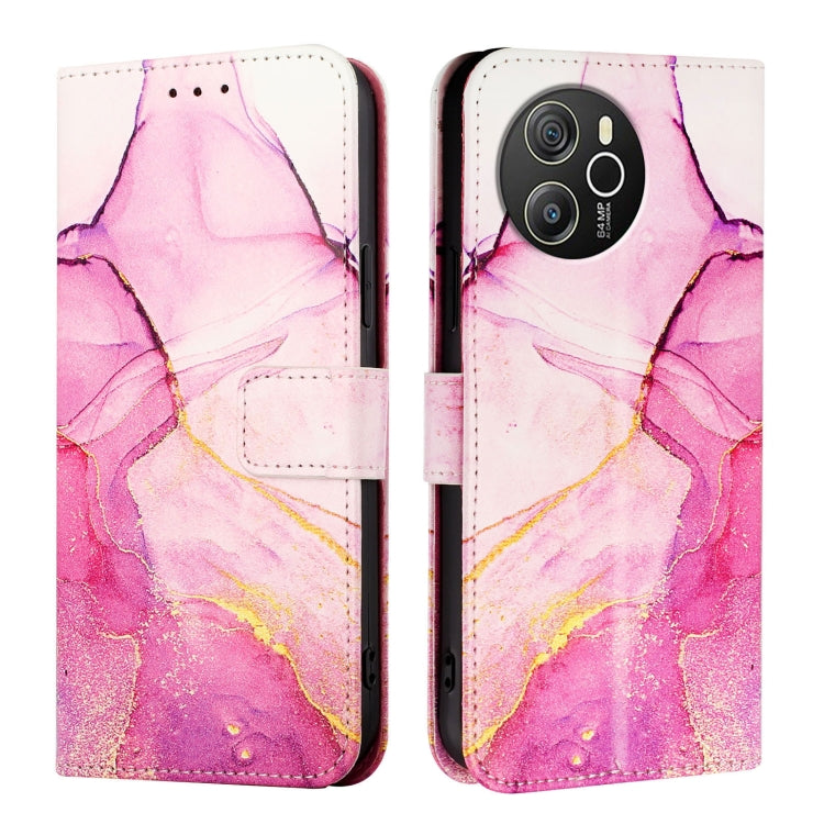 For Blackview Shark 8 PT003 Marble Pattern Flip Leather Phone Case(Pink Purple Gold)