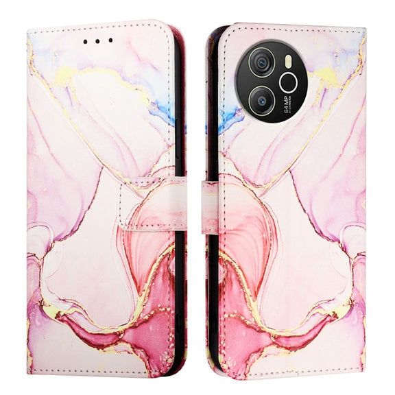 For Blackview Shark 8 PT003 Marble Pattern Flip Leather Phone Case(Rose Gold)