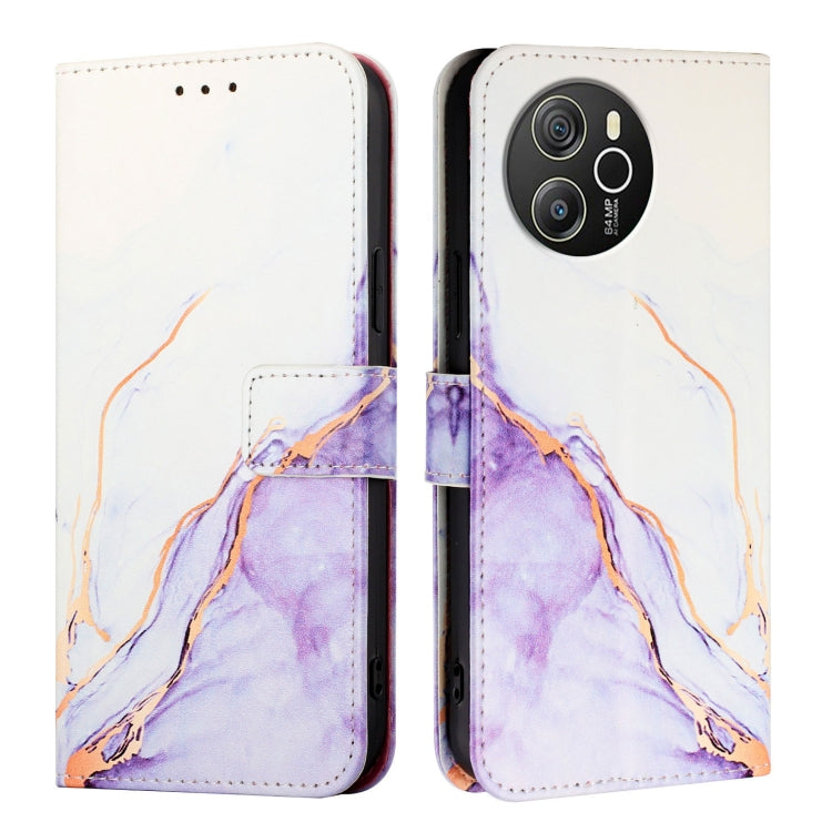 For Blackview Shark 8 PT003 Marble Pattern Flip Leather Phone Case(White Purple)