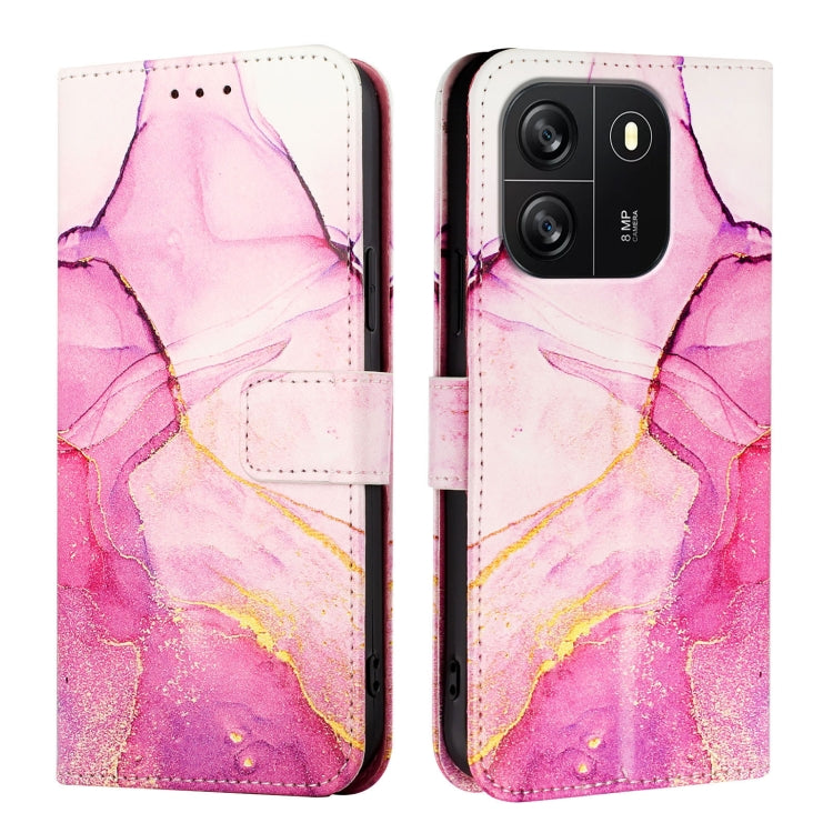For Blackview Wave 6C PT003 Marble Pattern Flip Leather Phone Case(Pink Purple Gold)