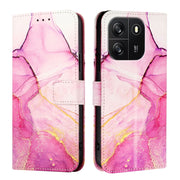 For Blackview Wave 6C PT003 Marble Pattern Flip Leather Phone Case(Pink Purple Gold)