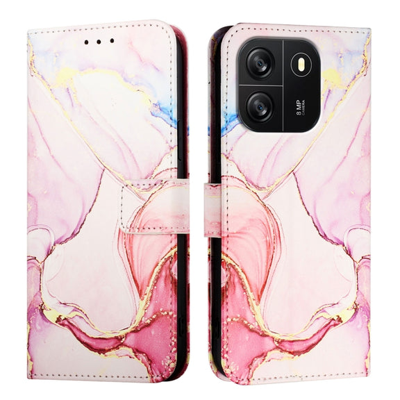 For Blackview Wave 6C PT003 Marble Pattern Flip Leather Phone Case(Rose Gold)