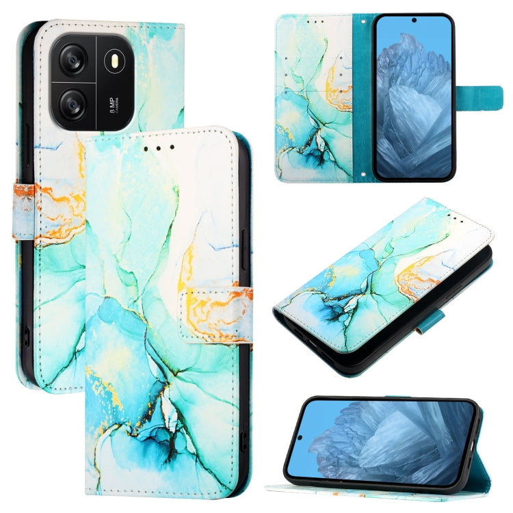 For Blackview Wave 6C PT003 Marble Pattern Flip Leather Phone Case(Green)