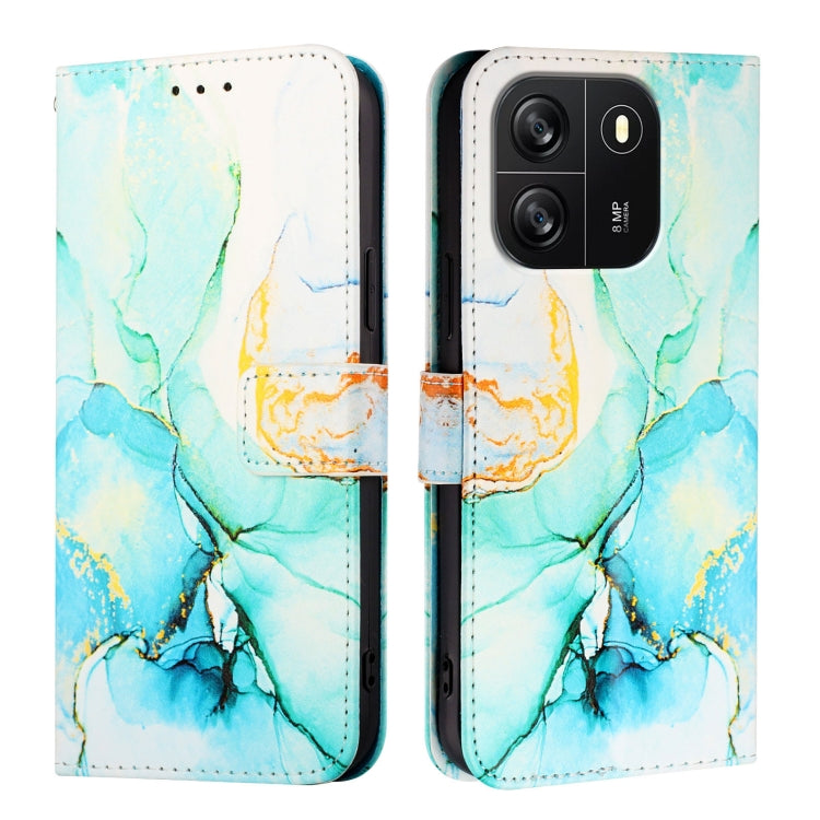 For Blackview Wave 6C PT003 Marble Pattern Flip Leather Phone Case(Green)