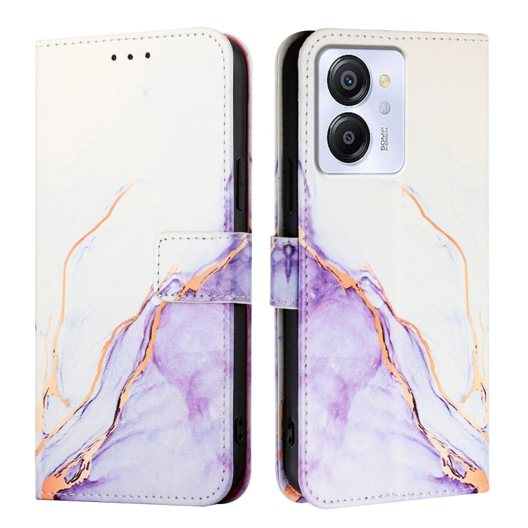 For Blackview Color 8 PT003 Marble Pattern Flip Leather Phone Case(White Purple)