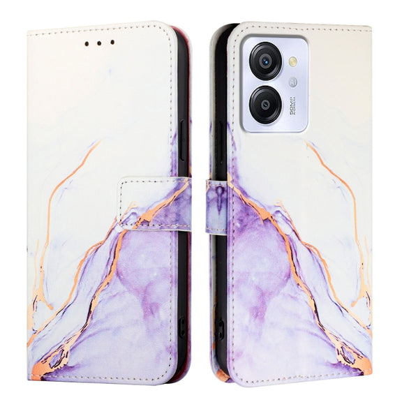 For Blackview Color 8 PT003 Marble Pattern Flip Leather Phone Case(White Purple)