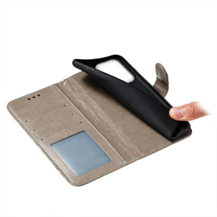 For Motorola Moto G Play 2024 Lace Flower Embossing Flip Leather Phone Case(Grey)