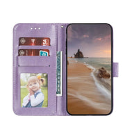 For Motorola Moto G Play 2024 Lace Flower Embossing Flip Leather Phone Case(Purple)