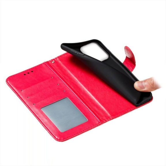 For Motorola Moto G Play 2024 Lace Flower Embossing Flip Leather Phone Case(Red)