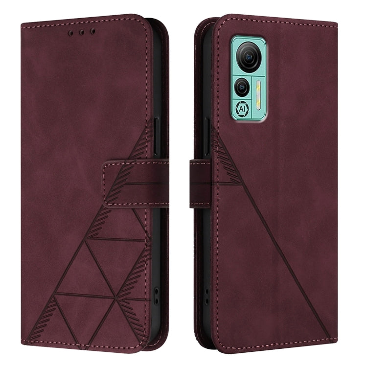 For Ulefone Note 14 Crossbody 3D Embossed Flip Leather Phone Case(Wine Red)