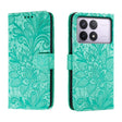 For Xiaomi Redmi K70 Lace Flower Embossing Flip Leather Phone Case(Green) - free shipping - PMC Jewellery - Order now!