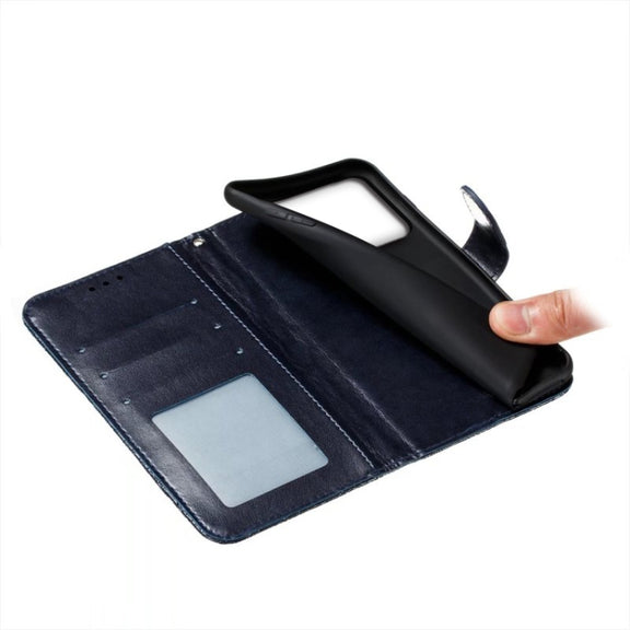 For Xiaomi Redmi K70 Lace Flower Embossing Flip Leather Phone Case(Dark Blue)