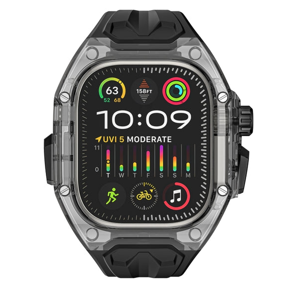 For Apple Watch Ultra 2 49mm Modified PC Hybrid TPU Watch Case Band(Black Clear Black)
