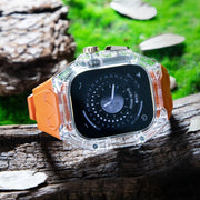 For Apple Watch Ultra 2 49mm Modified PC Hybrid TPU Watch Case Band(Orange Transparent)