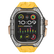For Apple Watch Ultra 2 49mm Modified PC Hybrid TPU Watch Case Band(Yellow Clear Black)