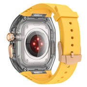 For Apple Watch Ultra 2 49mm Modified PC Hybrid TPU Watch Case Band(Yellow Clear Black)