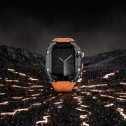 For Apple Watch Series 9 45mm Modified PC Hybrid TPU Watch Case Band(Orange Clear Black)