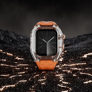 For Apple Watch Series 9 45mm Modified PC Hybrid TPU Watch Case Band(Orange Transparent)