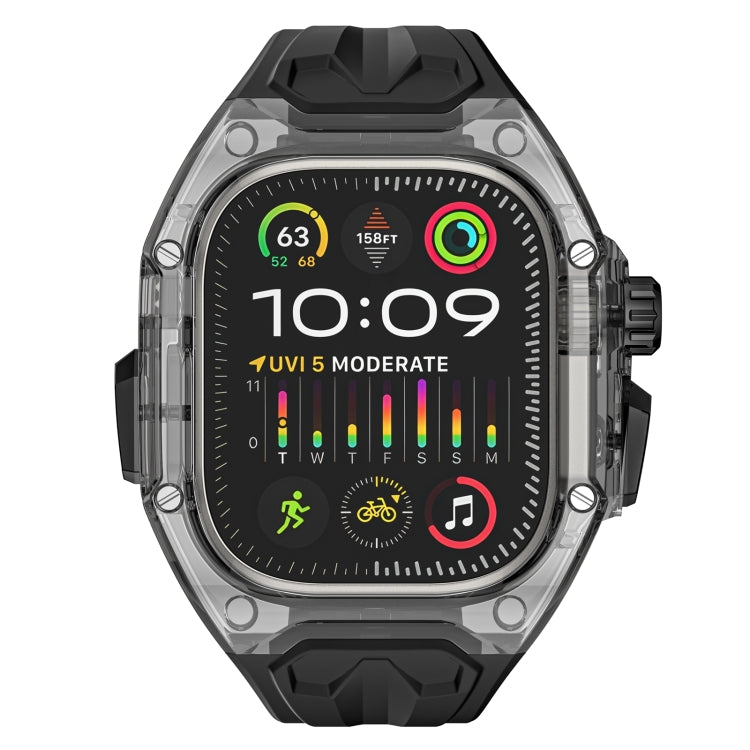 For Apple Watch Ultra 49mm Modified PC Hybrid TPU Watch Case Band(Black Clear Black)