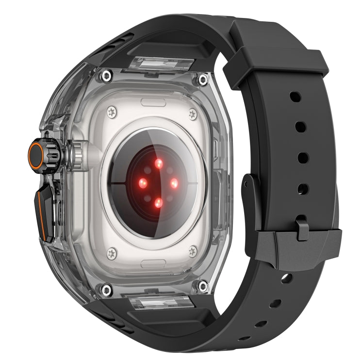 For Apple Watch Ultra 49mm Modified PC Hybrid TPU Watch Case Band(Black Clear Black)