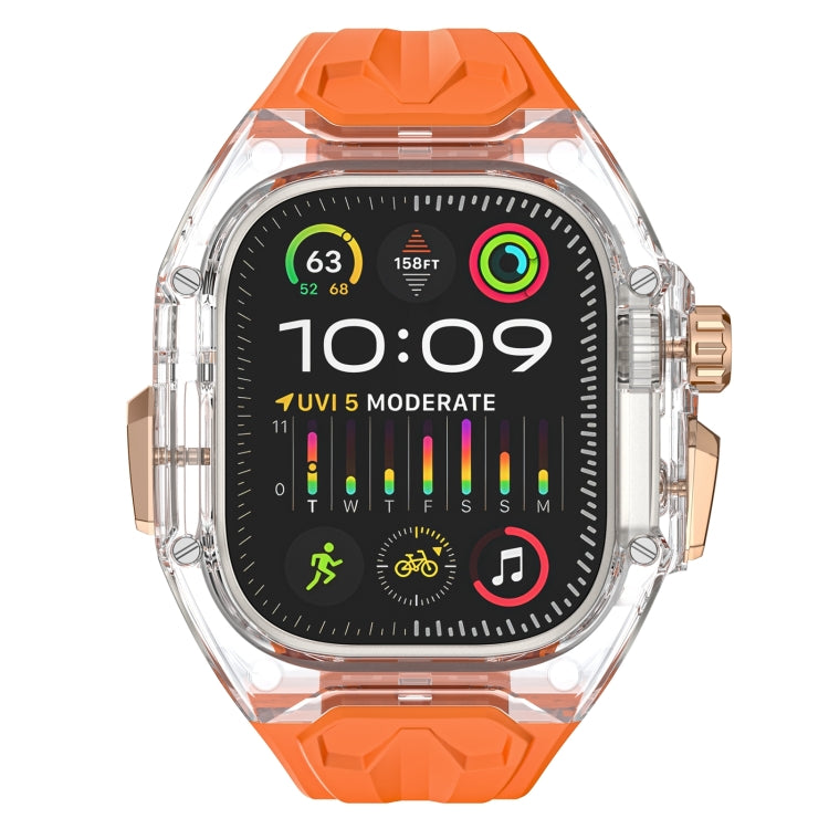 For Apple Watch Ultra 49mm Modified PC Hybrid TPU Watch Case Band(Orange Transparent)