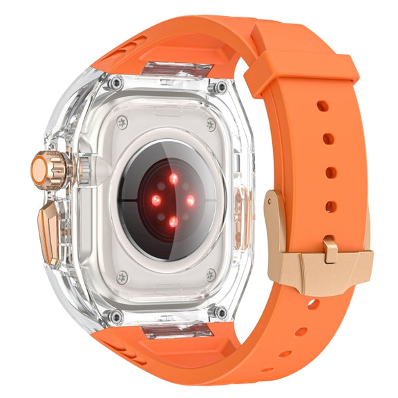 For Apple Watch Ultra 49mm Modified PC Hybrid TPU Watch Case Band(Orange Transparent)