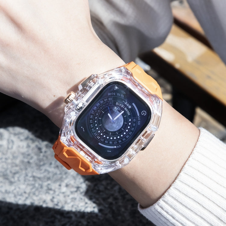For Apple Watch Ultra 49mm Modified PC Hybrid TPU Watch Case Band(Orange Transparent)