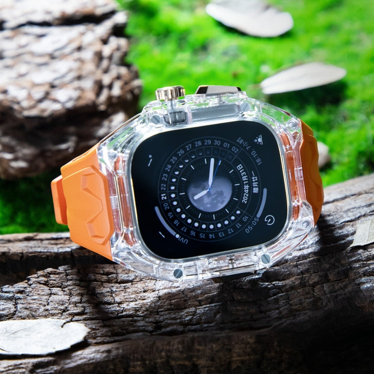 For Apple Watch Ultra 49mm Modified PC Hybrid TPU Watch Case Band(Orange Transparent)