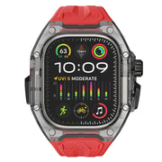 For Apple Watch Ultra 49mm Modified PC Hybrid TPU Watch Case Band(Red Clear Black)