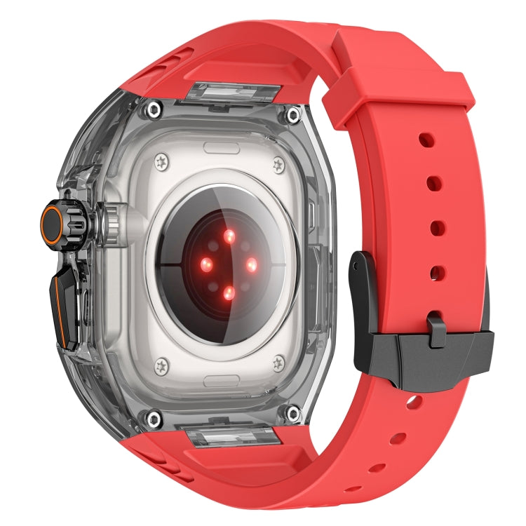 For Apple Watch Ultra 49mm Modified PC Hybrid TPU Watch Case Band(Red Clear Black)