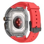 For Apple Watch Ultra 49mm Modified PC Hybrid TPU Watch Case Band(Red Clear Black)