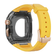 For Apple Watch Ultra 49mm Modified PC Hybrid TPU Watch Case Band(Yellow Clear Black)