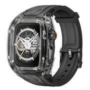 For Apple Watch Series 7 45mm Modified PC Hybrid TPU Watch Case Band(Black Clear Black)