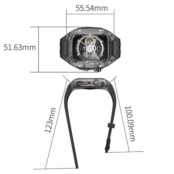 For Apple Watch Series 7 45mm Modified PC Hybrid TPU Watch Case Band(Black Clear Black)
