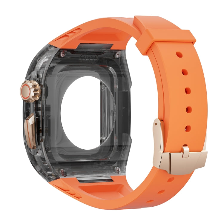 For Apple Watch Series 7 45mm Modified PC Hybrid TPU Watch Case Band(Orange Clear Black)