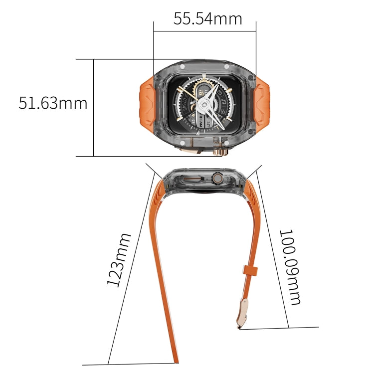 For Apple Watch Series 7 45mm Modified PC Hybrid TPU Watch Case Band(Orange Clear Black)