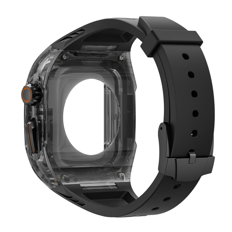 For Apple Watch SE 44mm Modified PC Hybrid TPU Watch Case Band(Black Clear Black)