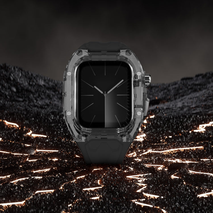 For Apple Watch SE 44mm Modified PC Hybrid TPU Watch Case Band(Black Clear Black)