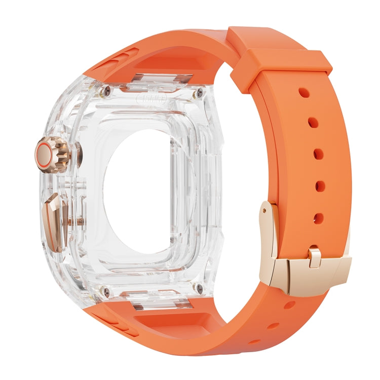 For Apple Watch SE 44mm Modified PC Hybrid TPU Watch Case Band(Orange Transparent)