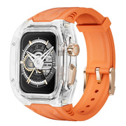 For Apple Watch SE 44mm Modified PC Hybrid TPU Watch Case Band(Orange Transparent)
