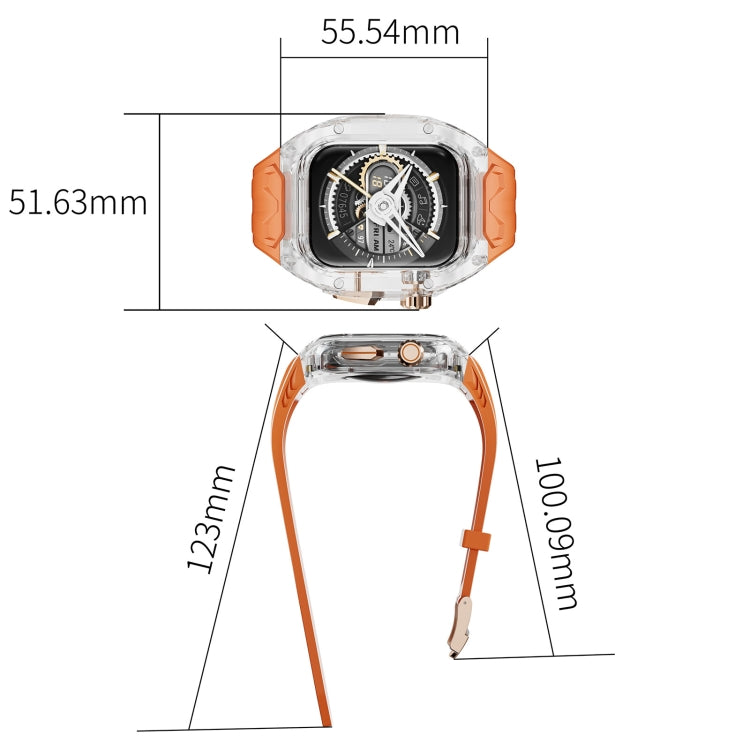 For Apple Watch SE 44mm Modified PC Hybrid TPU Watch Case Band(Orange Transparent)