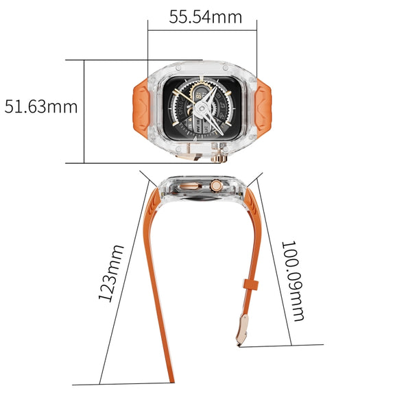 For Apple Watch SE 44mm Modified PC Hybrid TPU Watch Case Band(Orange Transparent)