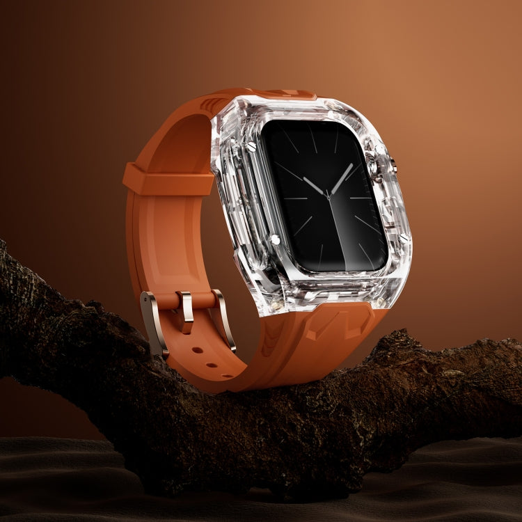 For Apple Watch SE 44mm Modified PC Hybrid TPU Watch Case Band(Orange Transparent)