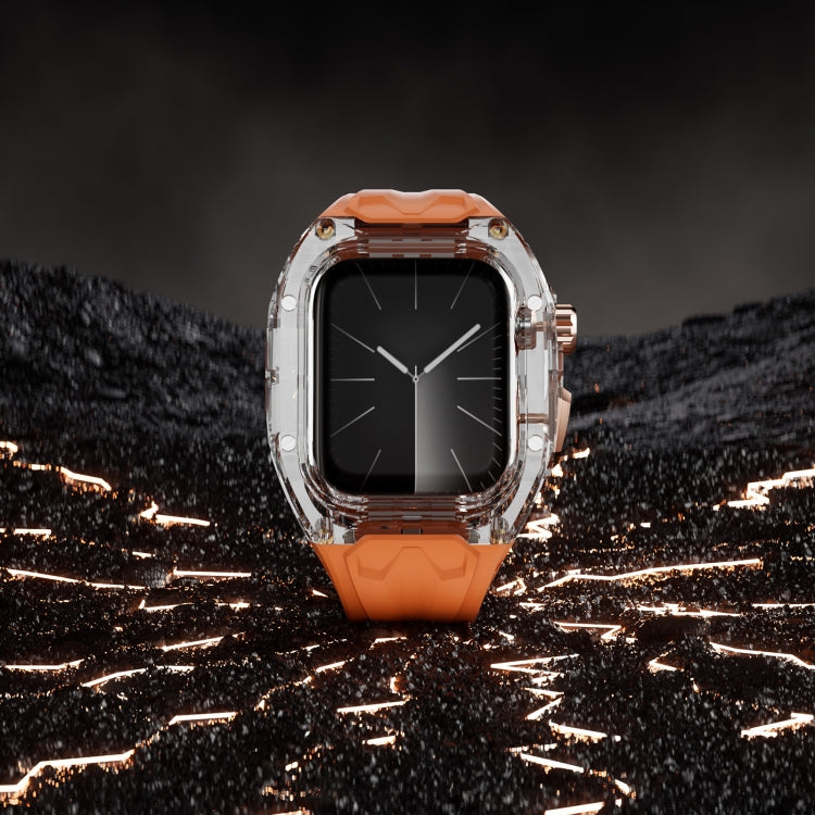 For Apple Watch SE 44mm Modified PC Hybrid TPU Watch Case Band(Orange Transparent)