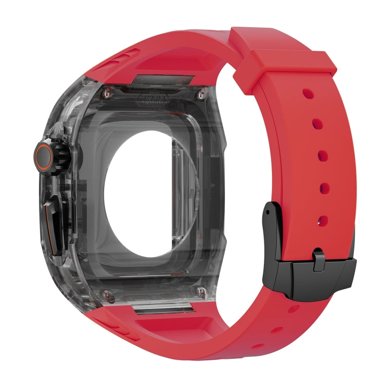 For Apple Watch Series 4 44mm Modified PC Hybrid TPU Watch Case Band(Red Clear Black)