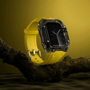 For Apple Watch Series 4 44mm Modified PC Hybrid TPU Watch Case Band(Yellow Clear Black)