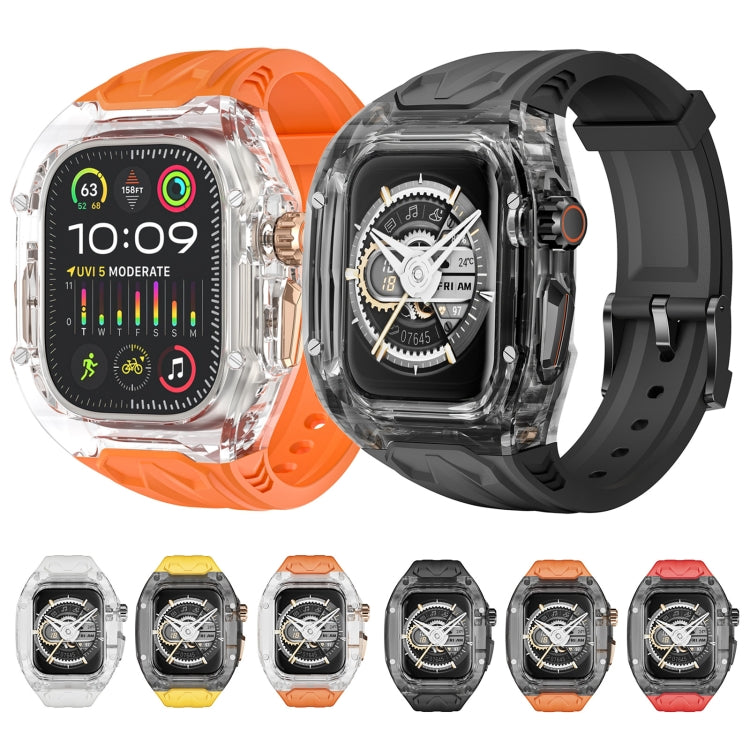 For Apple Watch SE 44mm Modified PC Hybrid TPU Watch Case Band(Orange Transparent)
